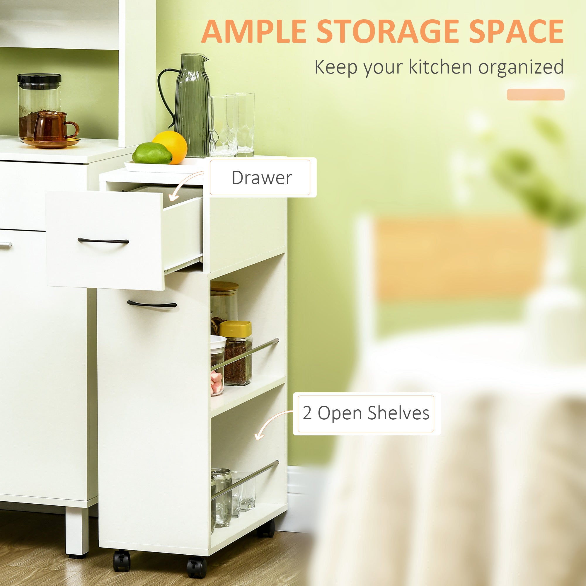HOMCOM 3- tier Slim Storage Cart, Rolling Narrow Kitchen Cart on Wheels for Small Place, Slide Out Side Utility Cart for Bathroom, Laundry - Grand Goldman Shop