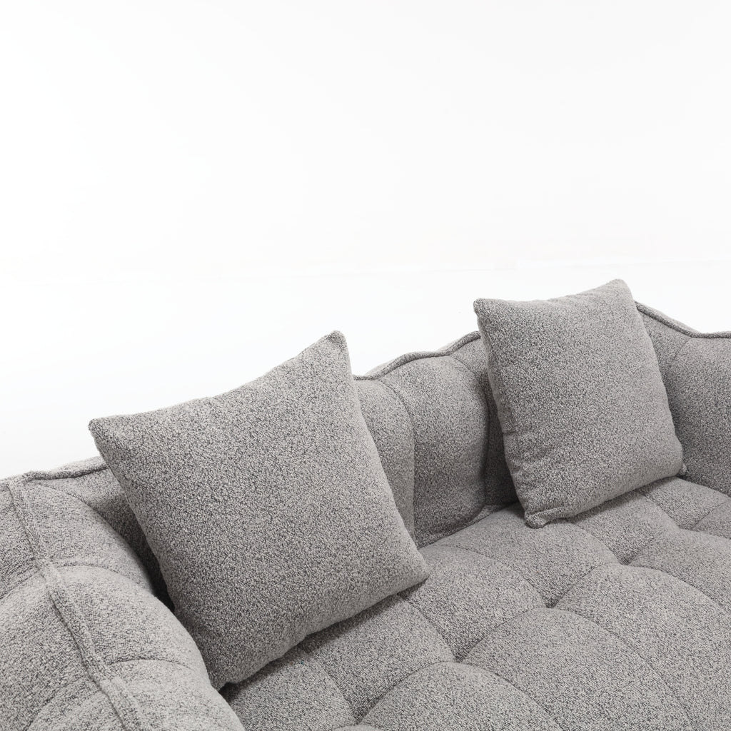 Cozy Beanbag Chair with High Resilience Foam Core for Two - Grey Chenille, 66x35x25 inches - Grand Goldman Shop