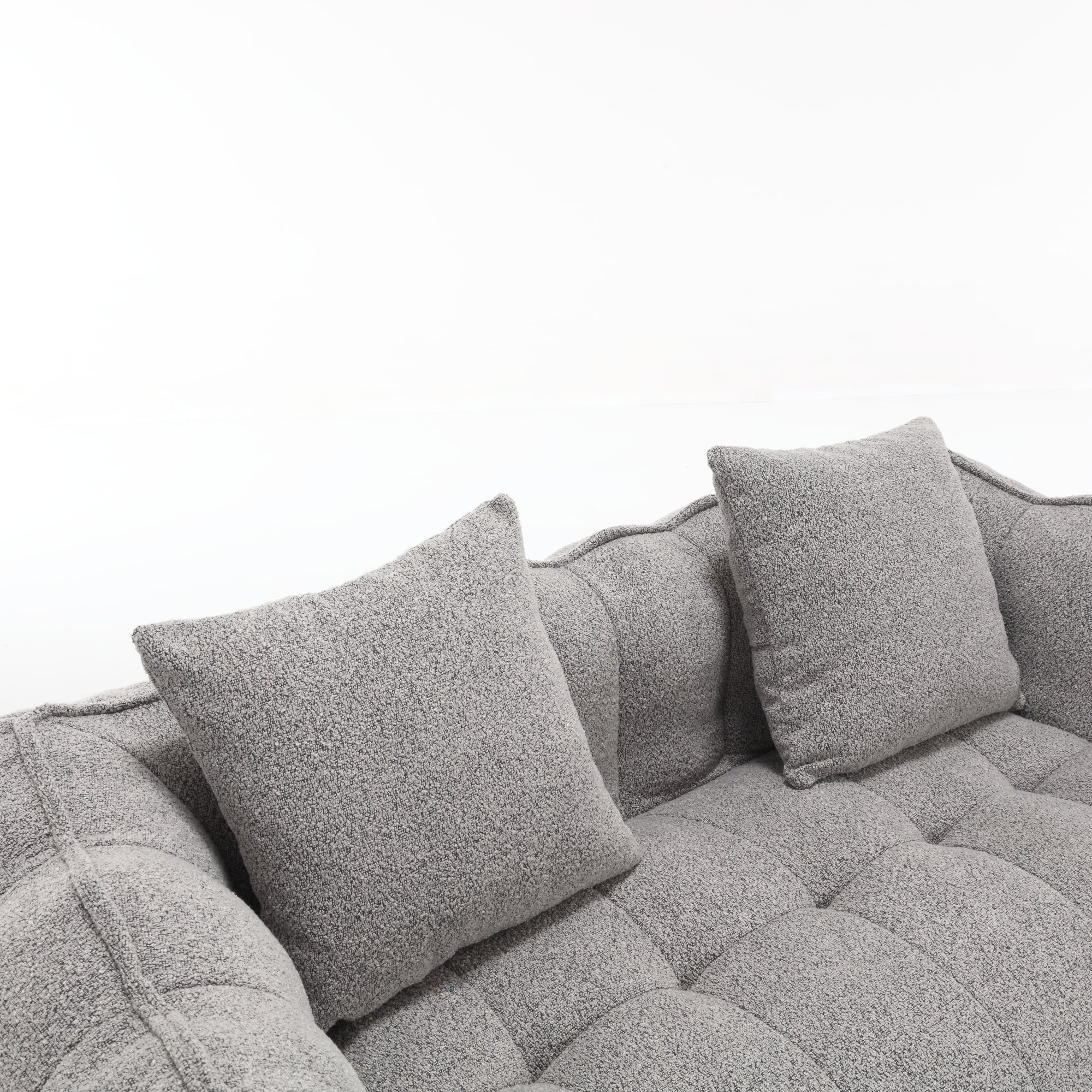 Cozy Beanbag Chair with High Resilience Foam Core for Two - Grey Chenille, 66x35x25 inches - Grand Goldman Shop