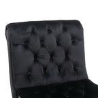COOLMORE Modern Velvet Armless Accent Living Room Chair / Leisure Chair,Upholstered Fabric Button Comfortable Chair with Wooden Legs for Bedroom, Living Room, Office (Black Velvet) - Grand Goldman Shop