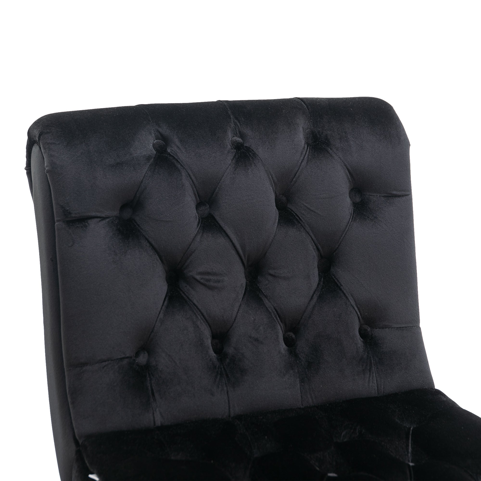 COOLMORE Modern Velvet Armless Accent Living Room Chair / Leisure Chair,Upholstered Fabric Button Comfortable Chair with Wooden Legs for Bedroom, Living Room, Office (Black Velvet) - Grand Goldman Shop