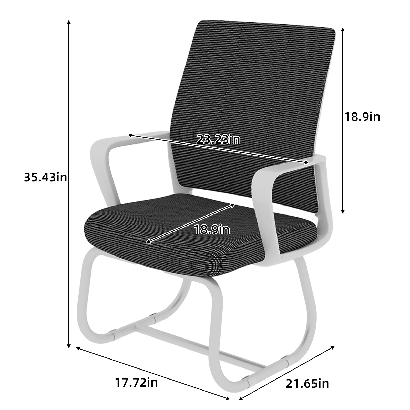 Minimalist Modern Office Chair with Metal Frame, Soft Mesh Backrest, Comfortable Polyurethane Cushion, White+Black, Suitable 