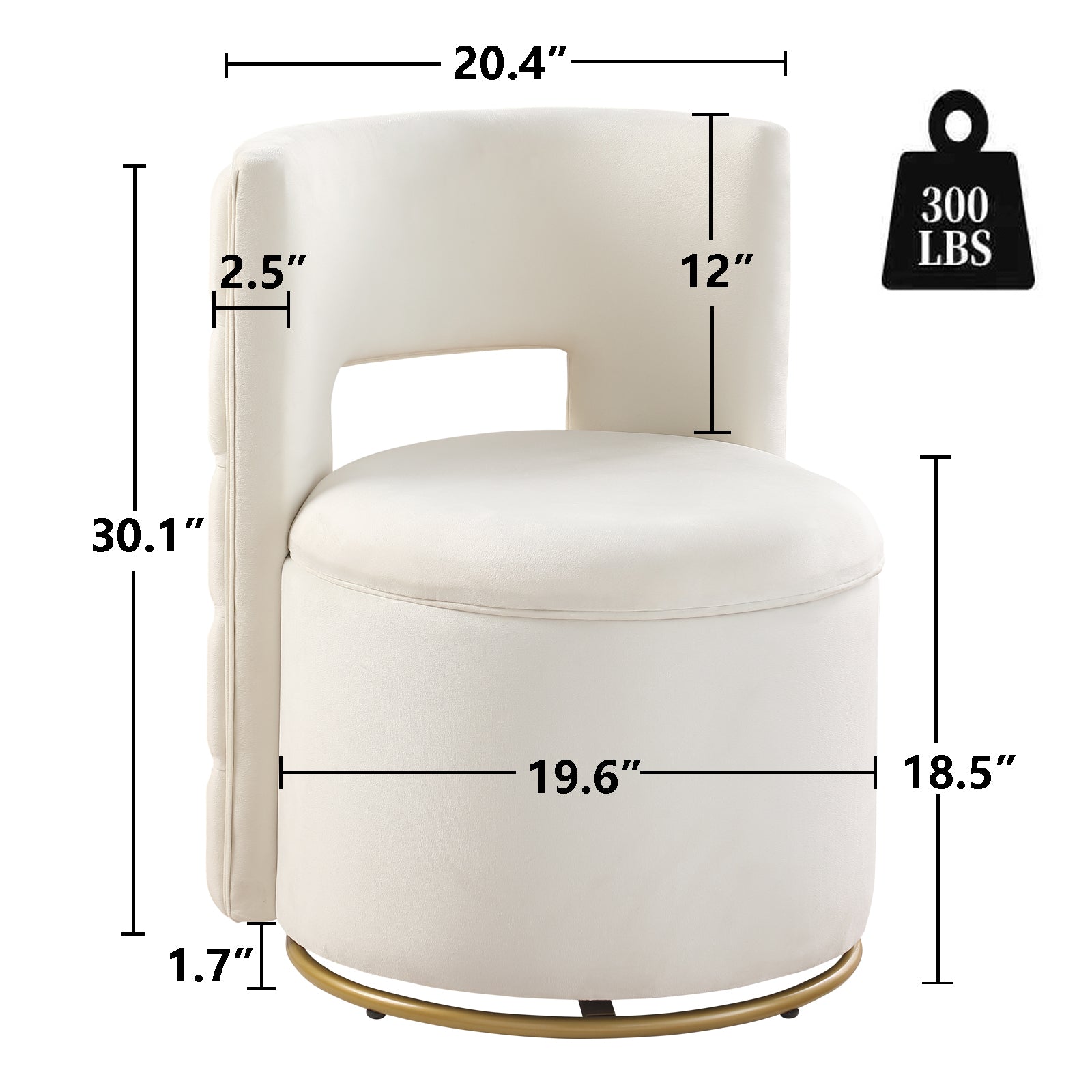 360° Swivel Accent Chair with Storage Function, Velvet Curved Chair with Gold Metal Base for Living Room, Nursery, Bedroom - Grand Goldman Shop