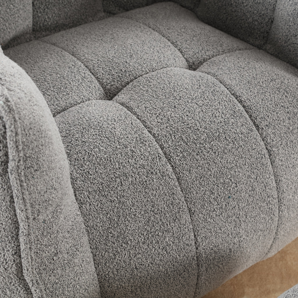Soft Chenille Bean Bag Chair with High Resilient Foam for Living Room and Bedroom, Comfortable Square Lazy Sofa with Footstool for Adults - Grand Goldman Shop