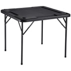 Mahjong Table 4 Player Folding Card Table & 4 Cup Holders Chip Trays Black | Premium Home Decor - Grand Goldman