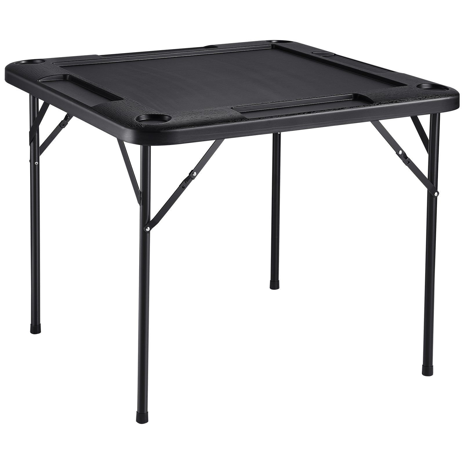 Mahjong Table 4 Player Folding Card Table & 4 Cup Holders Chip Trays Black | Premium Home Decor - Grand Goldman