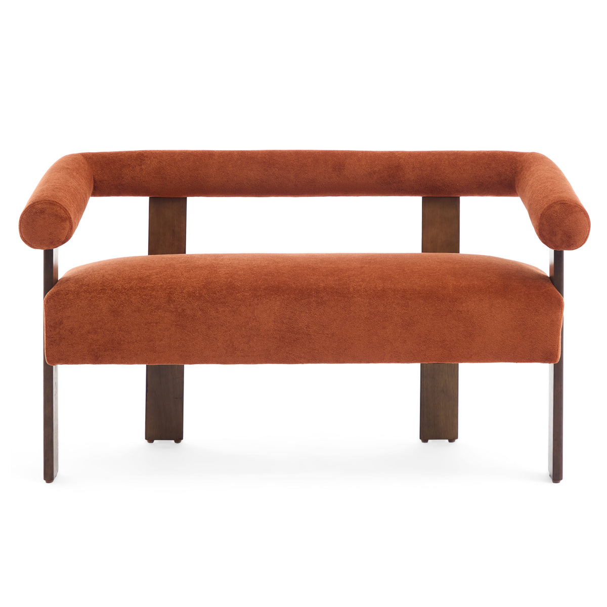 Round armrest loveseat(Dark orange+Brown) - Grand Goldman Shop