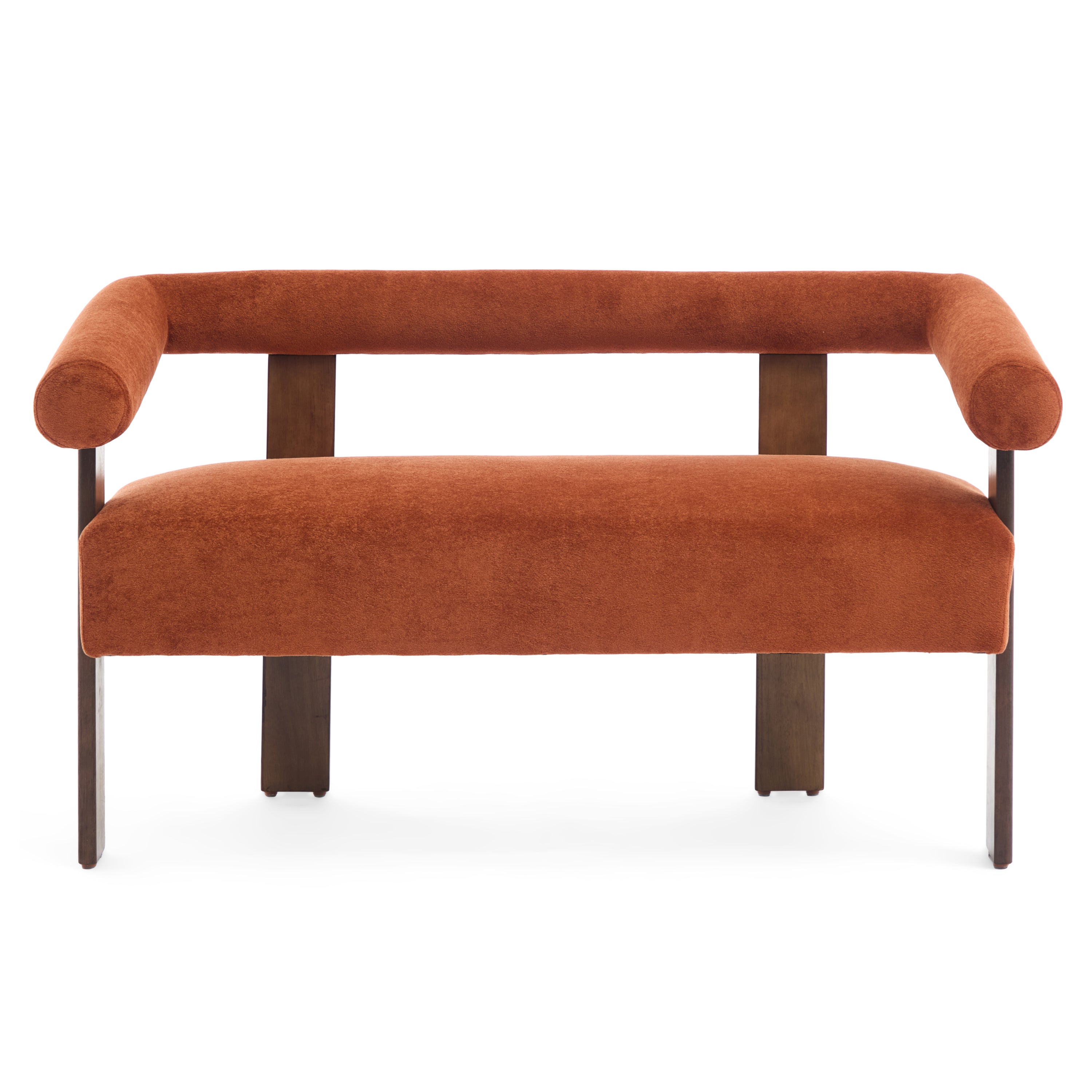 Round armrest loveseat(Dark orange+Brown) - Grand Goldman Shop