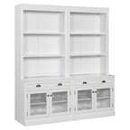 83.4'Tall Bookshelf Suite with LED Lighting, Modern Bookcases with Glass Doors and Drawers,2-Piece Set Storage Bookcase Suite
