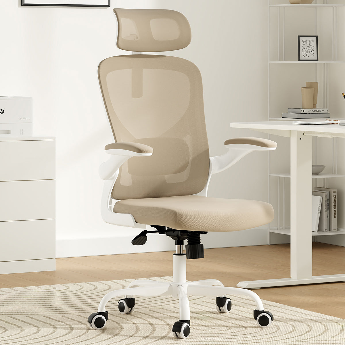 Ergonomic Office Chair, Home Office Desk Chair with Headrest, High Back Computer Chair with Armrests and Adjustable Lumbar Su