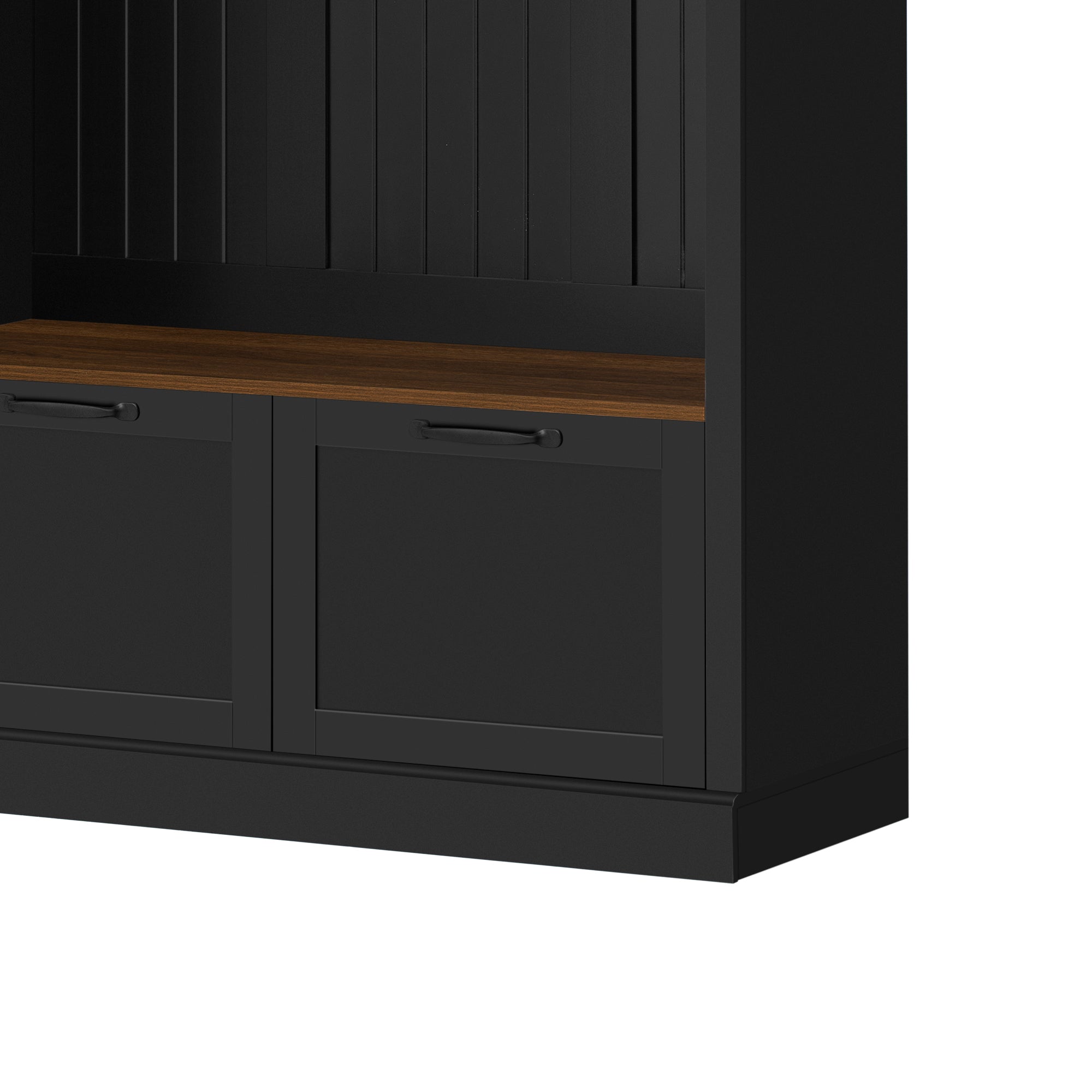3-in-1 Hall Tree with Overhead Storage Cabinet, 3 Adjustable Side Shelves, 4 Heavy-Duty Hooks, 2 Spacious Drawers, Grooved Back Panel Design, Contrasting Seat Bench, Multifunctional Entryway Organizer - Grand Goldman Shop