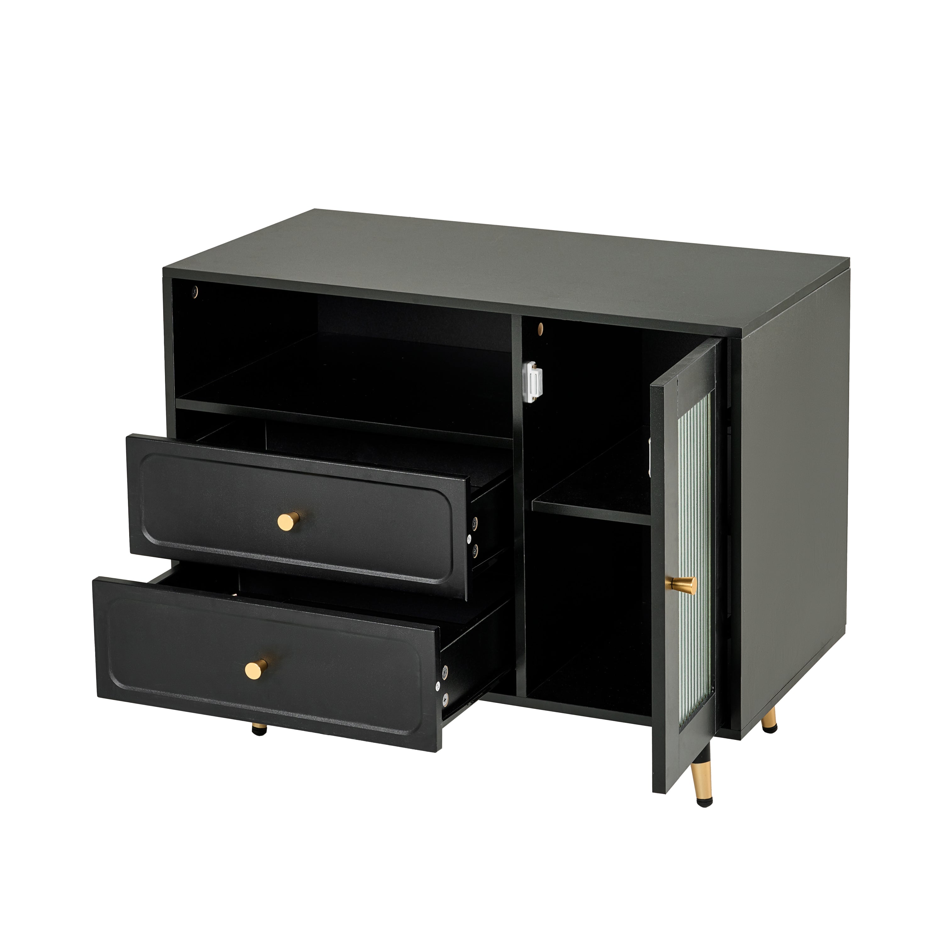 Modern Makeup Vanity Desk with Mirror and Lights, Retractable Design, Black Engineered Wood, 58.50 x 15.80 x 52.30 inches - Grand Goldman Shop