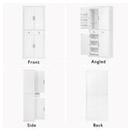 K&K 71' Tall Kitchen Pantry Cabinet with 3 Pull Out Cabinet Organizers, Farmhouse Embossed Texture Storage Cabinet with 6 Door Shelves, 2 Drawers, Freestanding Cupboard for Kitchen, Dining Room White - Grand Goldman Shop