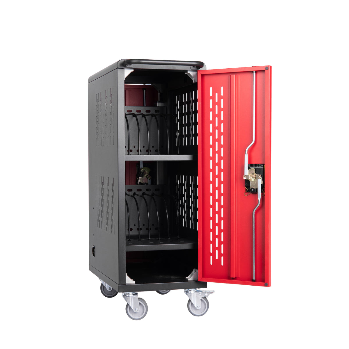 16 Bay Mobile School Charging Cart Station for Chromebook, Tablet and Laptop Computer with Power Strip Included, Assembly Req