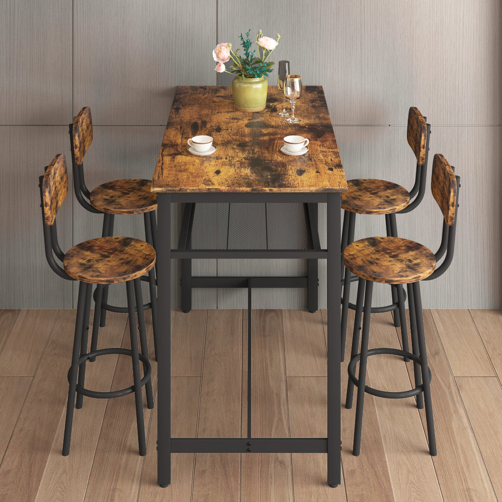 5-Piece Kitchen Counter Height Table Set, Bar Table with 4 Chairs - Grand Goldman Shop