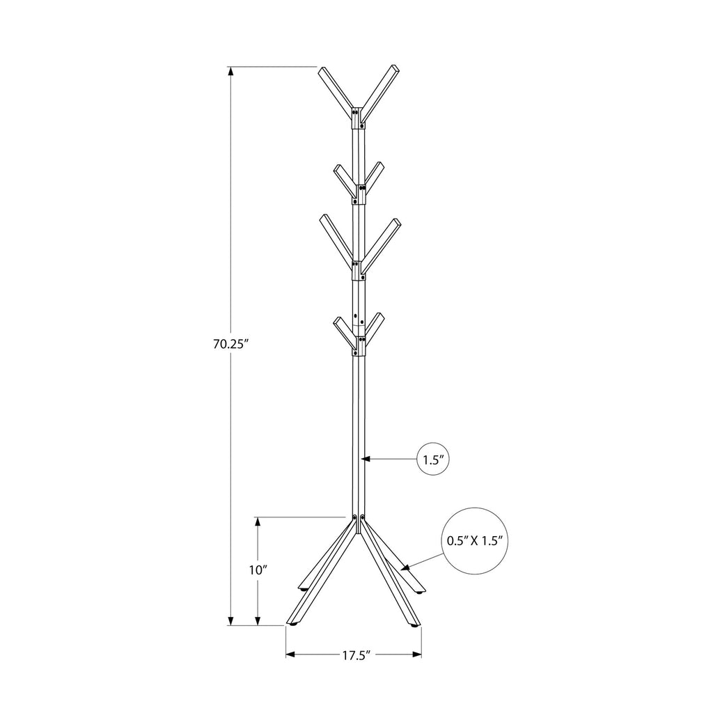 Contemporary Black Metal Coat Rack with 8 Hooks, Free Standing Entryway Storage, 70'H, Modern Hall Tree for Bedroom or Office - Grand Goldman Shop