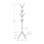 Contemporary Black Metal Coat Rack with 8 Hooks, Free Standing Entryway Storage, 70'H, Modern Hall Tree for Bedroom or Office - Grand Goldman Shop