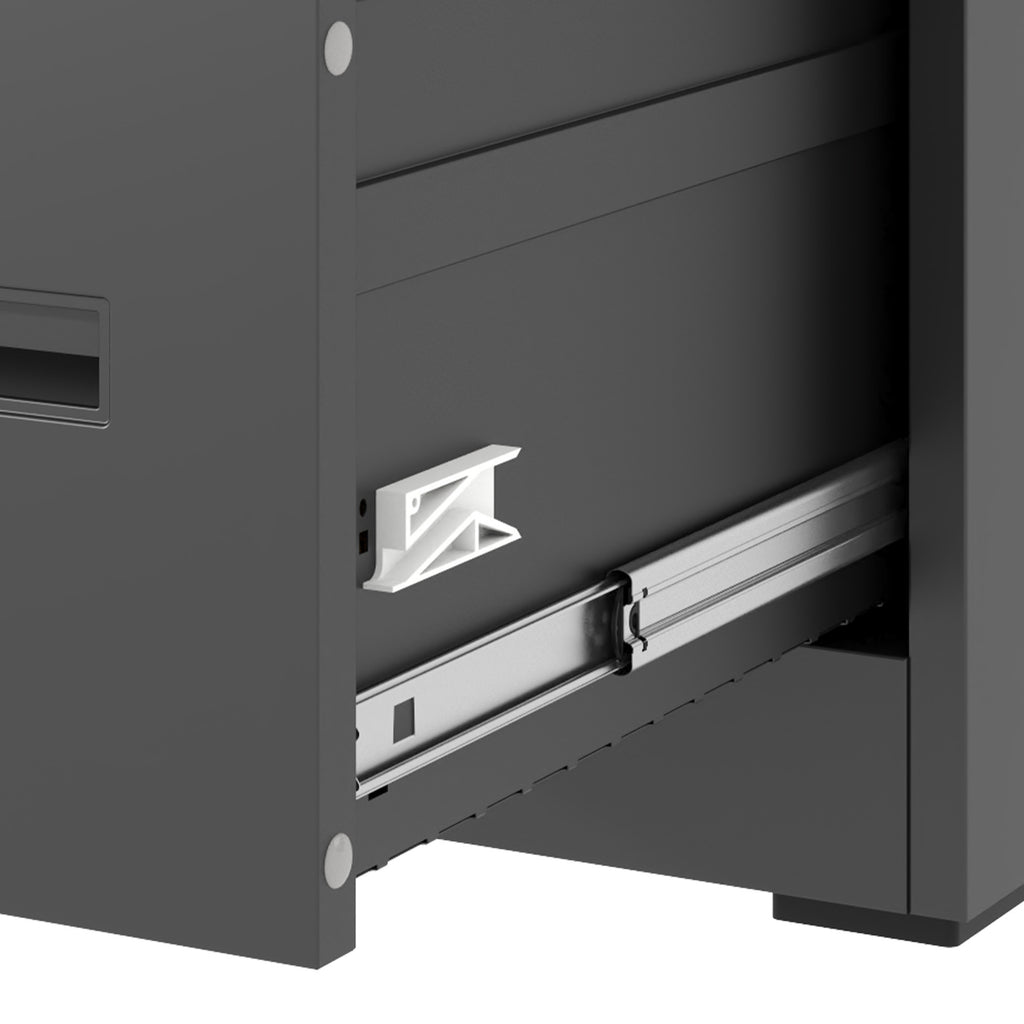 Premium 4 Drawer File Cabinet with Lock Metal Vertical File Cabinet for Office or Home in Black Steel, A4 Legal/Letter Size -