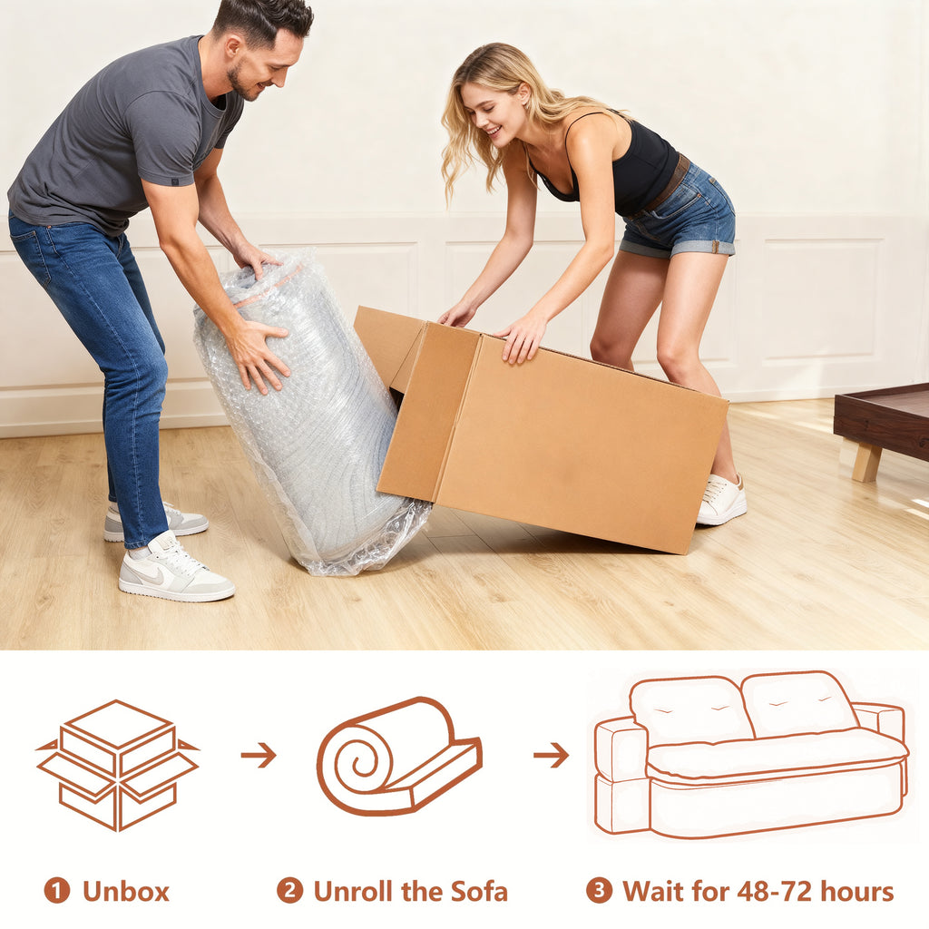 Modern Floor Sofa with 2 Pillows,Convertible Corduroy Fabric Foam-Filled Sleeper Sofa Bed, no assembly required,Convertible Sofa Cushion Unfolds into Quilt,Folding Mattress for Living Room,Playroom - Grand Goldman Shop