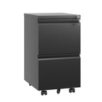 Sleek Modern 2 Drawer Metal Mobile File Cabinet with Lock, Black, Compact Size - Grand Goldman