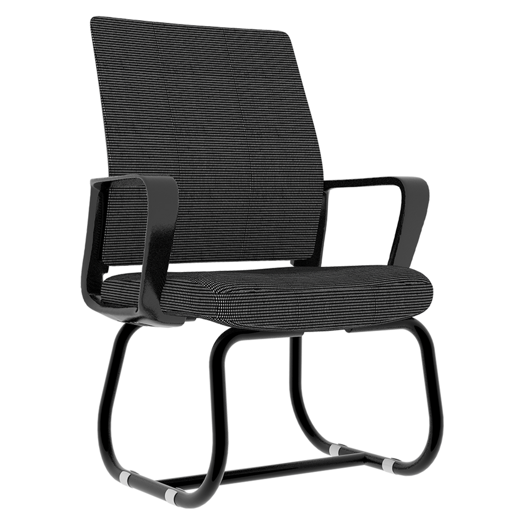 Minimalist Modern Office Chair with Metal Frame, Soft Cushion, Mesh Backrest, Black, for Home & Office Use | Premium Home Dec