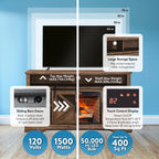 60 Inch Electric Fireplace  Entertainment Center With Door Sensor-Reclaimed Barnwood Color - Grand Goldman Shop