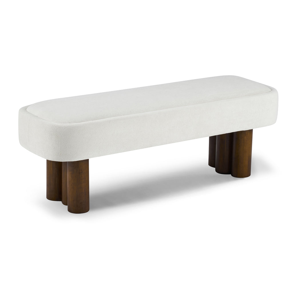 Indoor Beige Fabric Dining Bench with Walnut Color Legs, 51.57'L Upholstered Seating for Kitchen, Dining Room and Living Space,250lbs Capacity - Grand Goldman Shop
