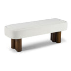 Indoor Beige Fabric Dining Bench with Walnut Color Legs, 51.57'L Upholstered Seating for Kitchen, Dining Room and Living Space,250lbs Capacity - Grand Goldman Shop