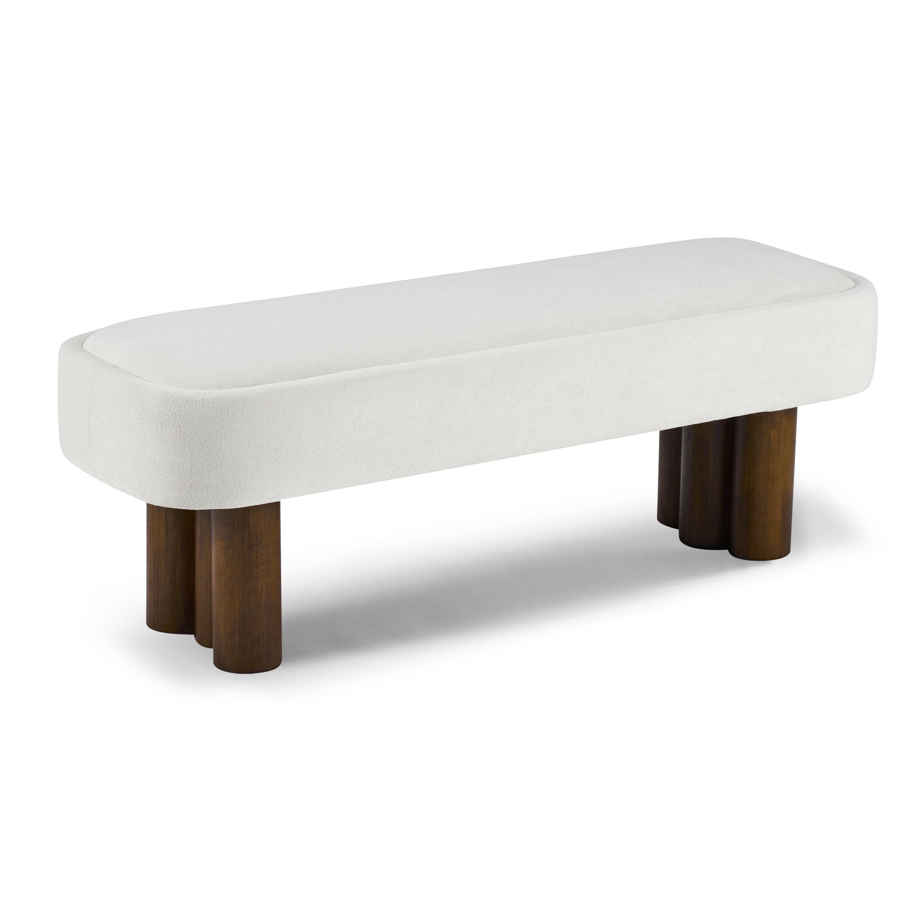 Indoor Beige Fabric Dining Bench with Walnut Color Legs, 51.57'L Upholstered Seating for Kitchen, Dining Room and Living Space,250lbs Capacity - Grand Goldman Shop
