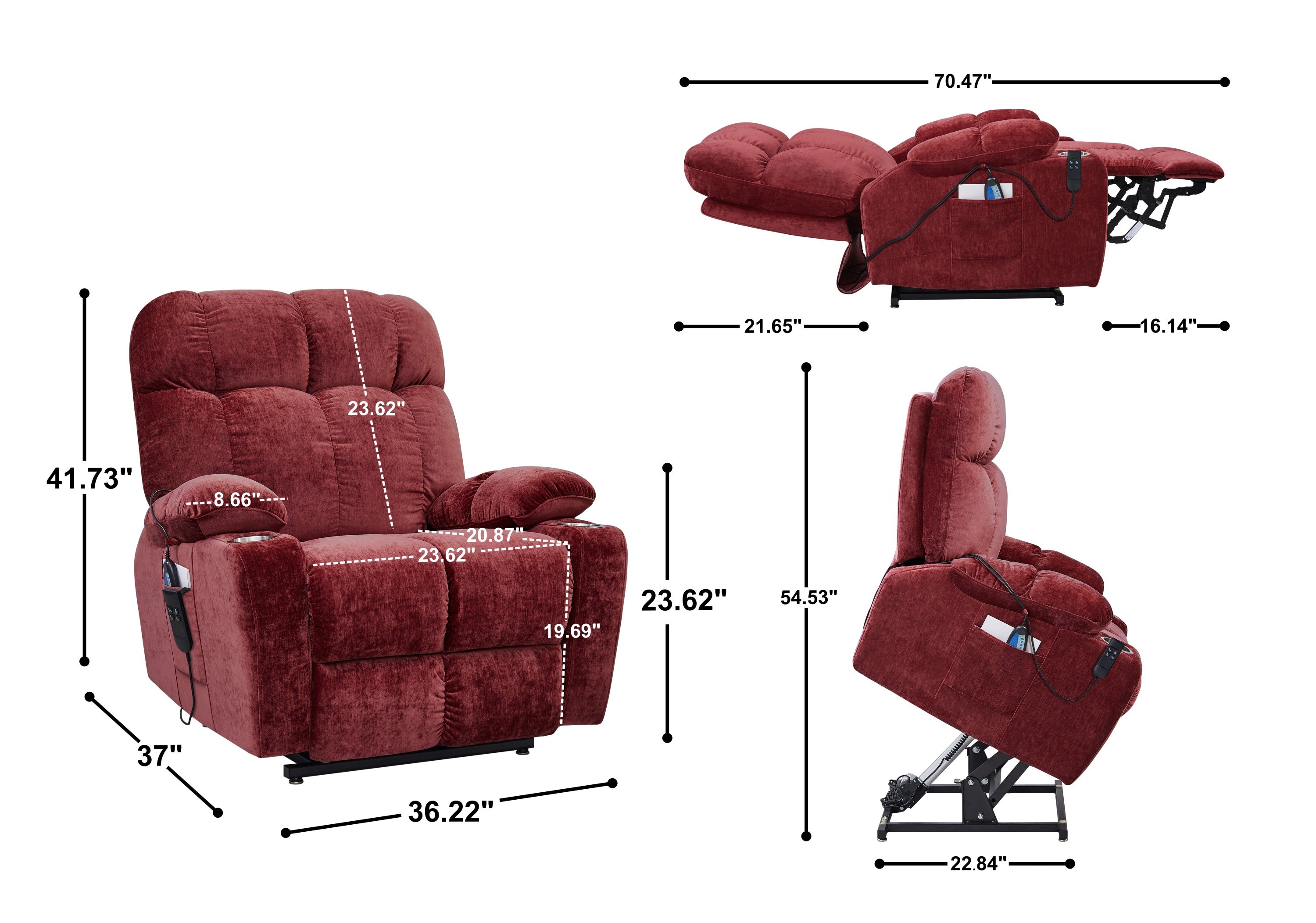 Liyasi Dual OKIN Motor Power Lift Recliner Chair  for Elderly Infinite Position Lay Flat 180° Recliner with Heat Massage - Grand Goldman Shop
