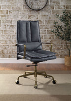 Tinzud Gray Leather Office Chair | Premium Home Decor - Grand Goldman
