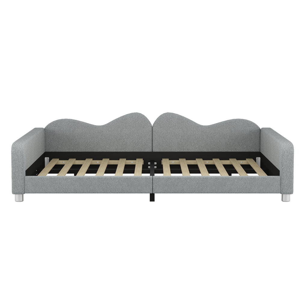 Full size Upholstered Daybed, Sherpa Fabric Sofabed with Cloud-Shaped Backrest, No Box-spring Needed, Gray(Old SKU: WF532069AAE) - Grand Goldman Shop