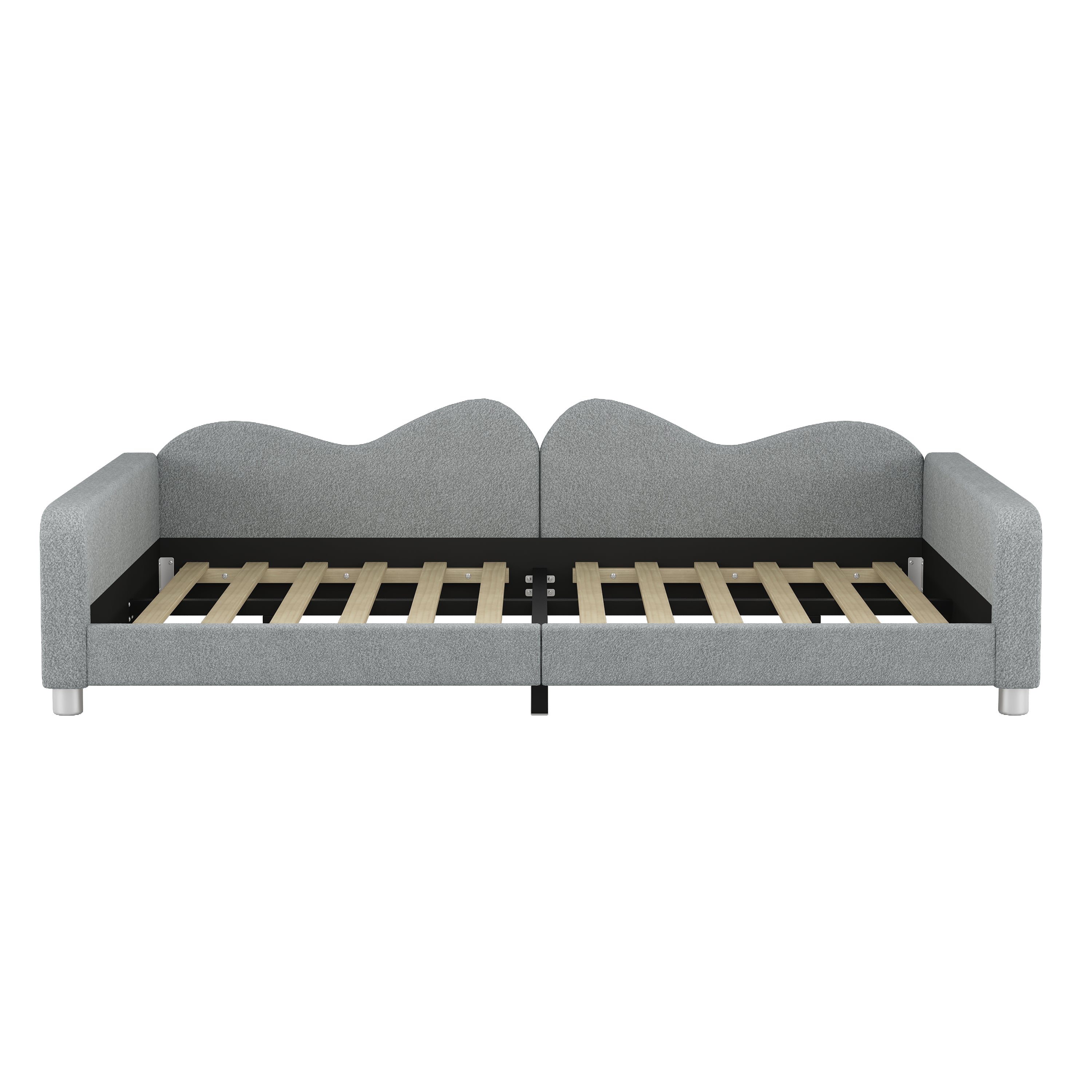Full size Upholstered Daybed, Sherpa Fabric Sofabed with Cloud-Shaped Backrest, No Box-spring Needed, Gray(Old SKU: WF532069AAE) - Grand Goldman Shop