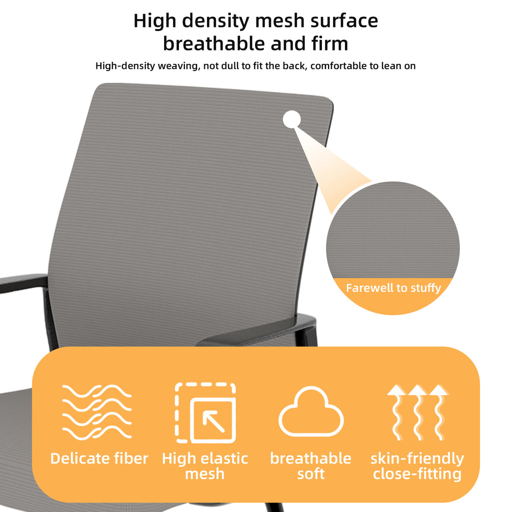 Minimalist Modern Office Chair with Metal Frame, Soft Comfort Mesh Backrest, Black+Gray, Polyurethane Cushion, Home & Office 