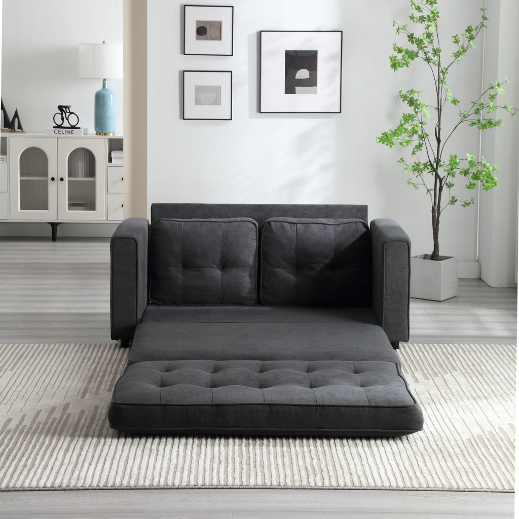 3 Fold Sofa,Convertible Futon Couch sleeper sofabed,Space saving loveseat,Pull Out Couch Bed for Living Room,Dark Gray & Light Gray & Beige,Velvet linen fabric - Grand Goldman Shop