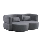 Folding sofa bed, floor sofa, convertible teddy bear fabric foam filled sleeper futon double sofa, suitable for living room, guest, office and apartment (gray) - Grand Goldman Shop