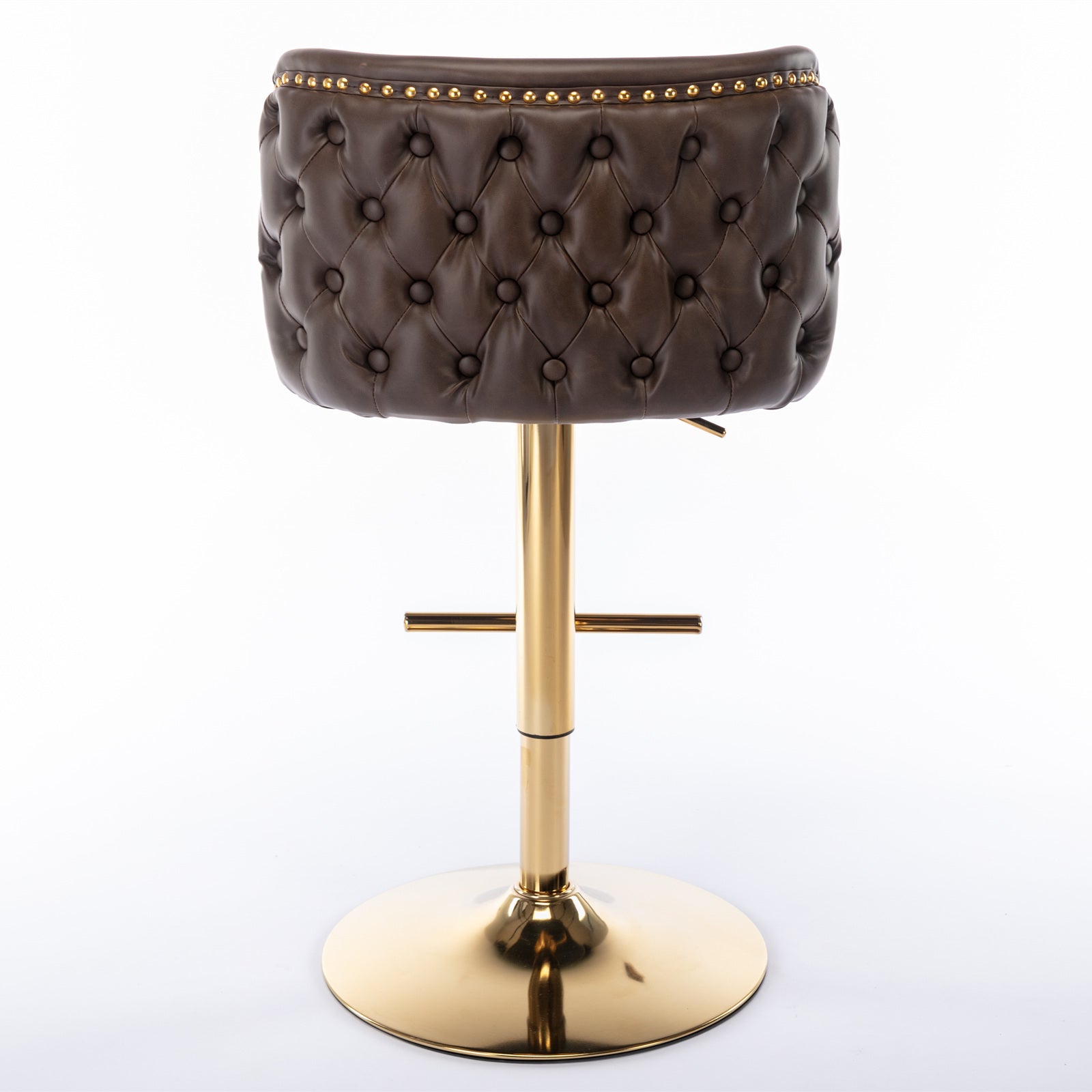 A&A Furniture,Swivel Barstools Adjusatble Seat Height, Modern PU Upholstered Bar Stools with  the whole Back Tufted, for Home Pub and Kitchen Island（Brown, Set of 2） - Grand Goldman Shop