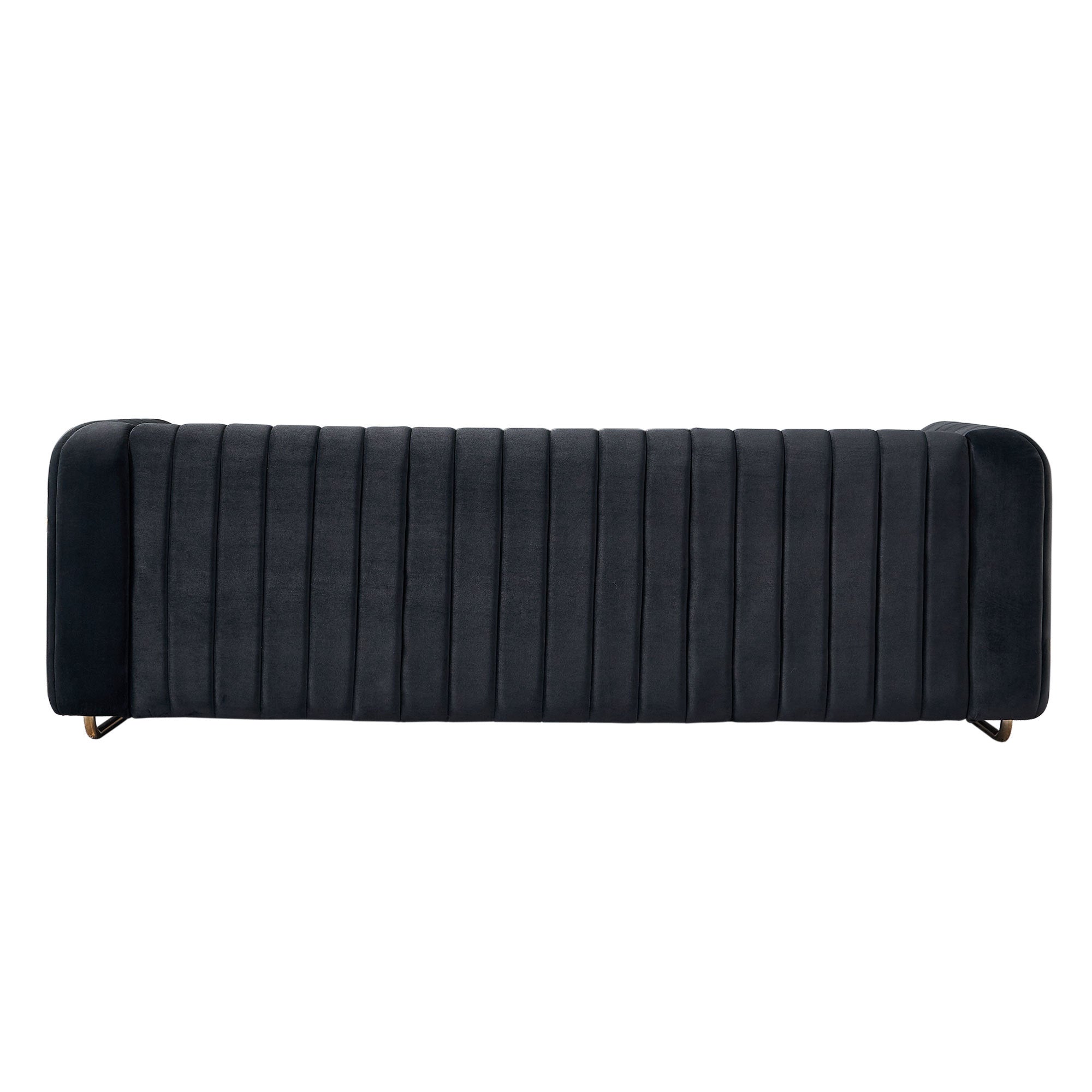 Contemporary Velvet Sofa Couch 84.25''W for Living Room, Black - Grand Goldman Shop
