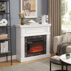 Electric Fireplace with Mantel,fireplace mantel surround with 23' Fireplace Insert, Adjustable Flame, Remote Control-White,41.34'W*14'D*40'H - Grand Goldman Shop