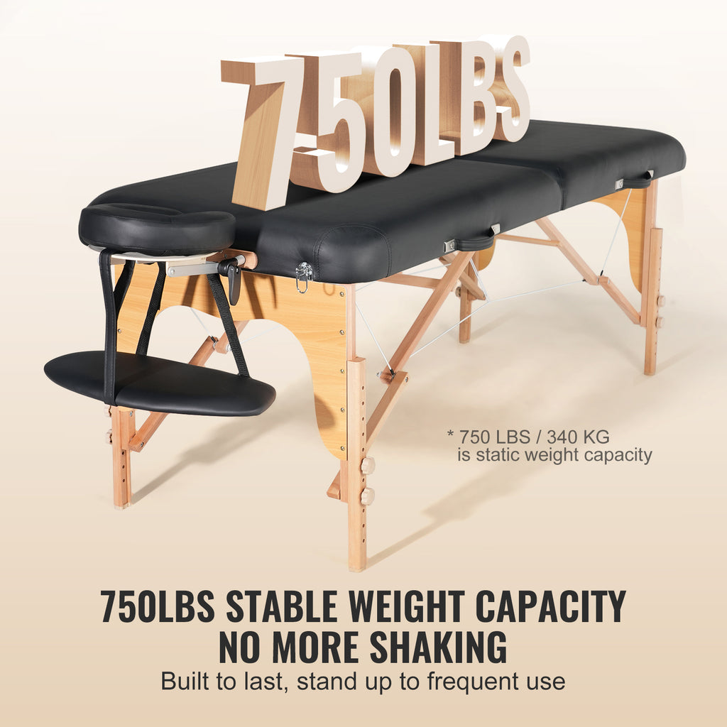Professional Wide Massage Table 30' W, Heavy Duty Folding Massage Table,  8-Level Height Adjustable Facial Salon Tattoo Bed, 