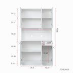 70.87' Tall Wardrobe& Kitchen Cabinet, with 6-Doors, 1-Open Shelves and 1-Drawer for bedroom,White - Grand Goldman Shop