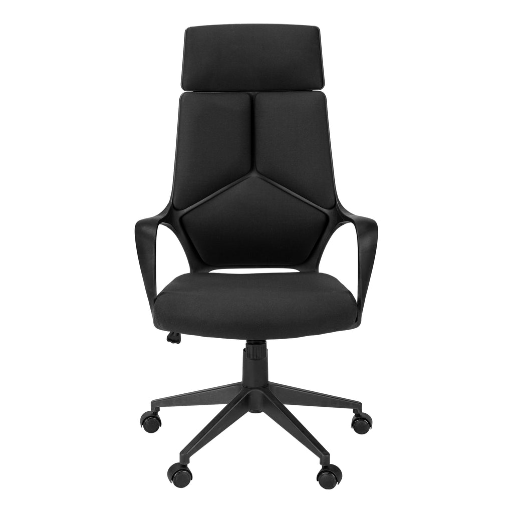 Office Chair, Adjustable Height, Swivel, Ergonomic, Armrests, Computer Desk, Work, Black Fabric, Black Metal, Contemporary, M