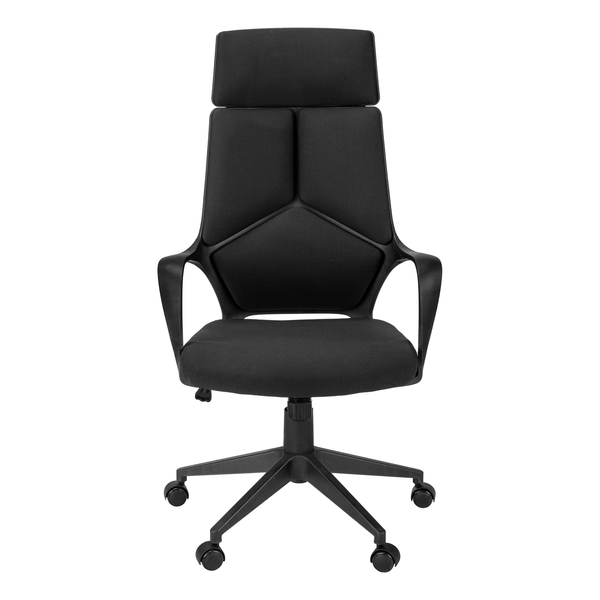 Office Chair, Adjustable Height, Swivel, Ergonomic, Armrests, Computer Desk, Work, Black Fabric, Black Metal, Contemporary, M