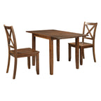 TOPMAX 3-Piece Wood Drop Leaf Breakfast Nook Dining Table Set with 2 X-back Chairs for Small Places, Walnut(old sku:SP0000164AAD) - Grand Goldman Shop