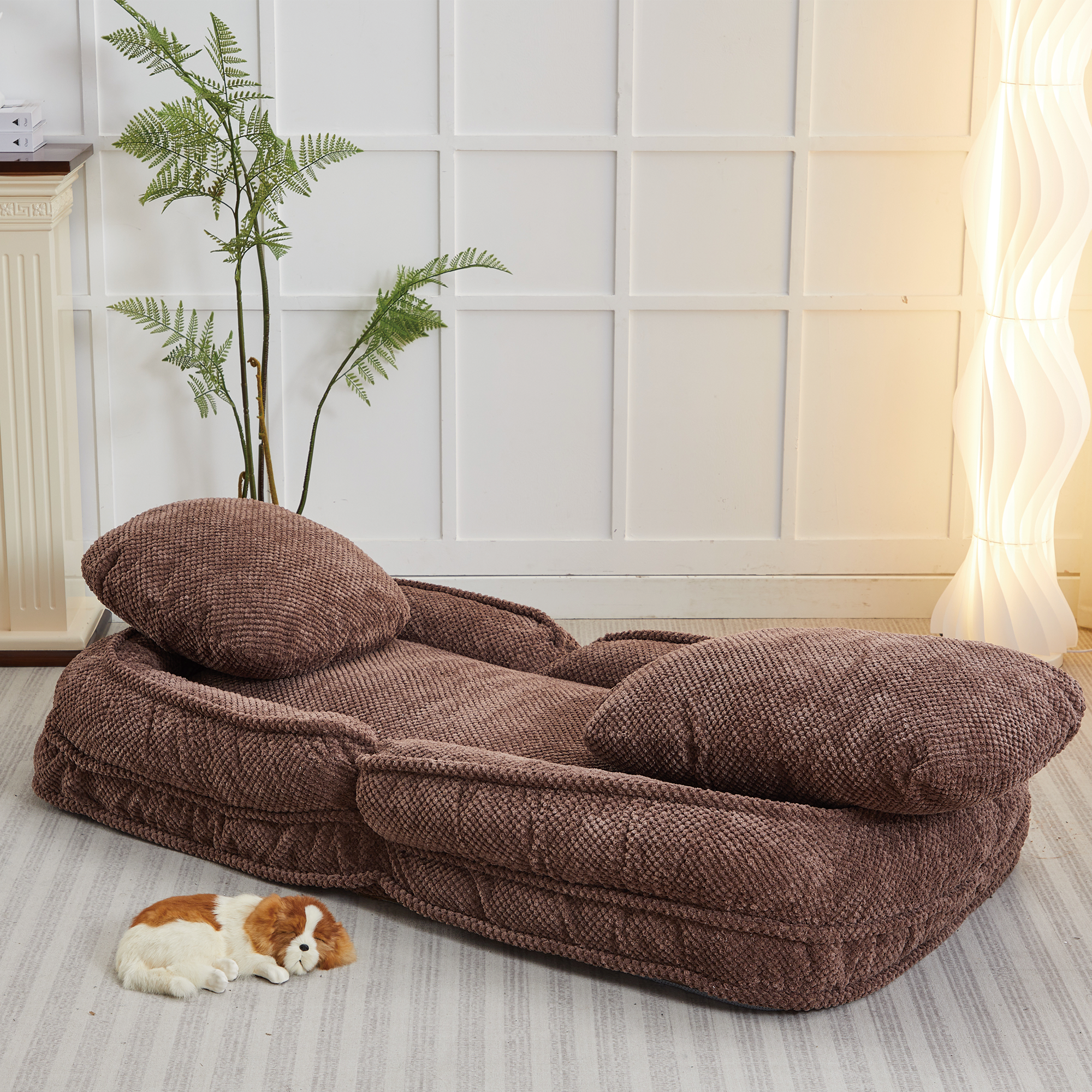 [VIDEO provided] Human Dog Bed ,Lazy Sofa Couch ,5 Adjustable Position,sit,sleep,fold,suit to put in bedroom, living room ,Space Saving Design,Brown - Grand Goldman Shop