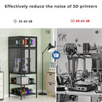 Black 3D Printer Cabinet with Double-Layer Filament Storage, T-Shaped Filament Bar, Noise-Reducing and Dust-Proof Design for Studio or Office Use - Grand Goldman Shop