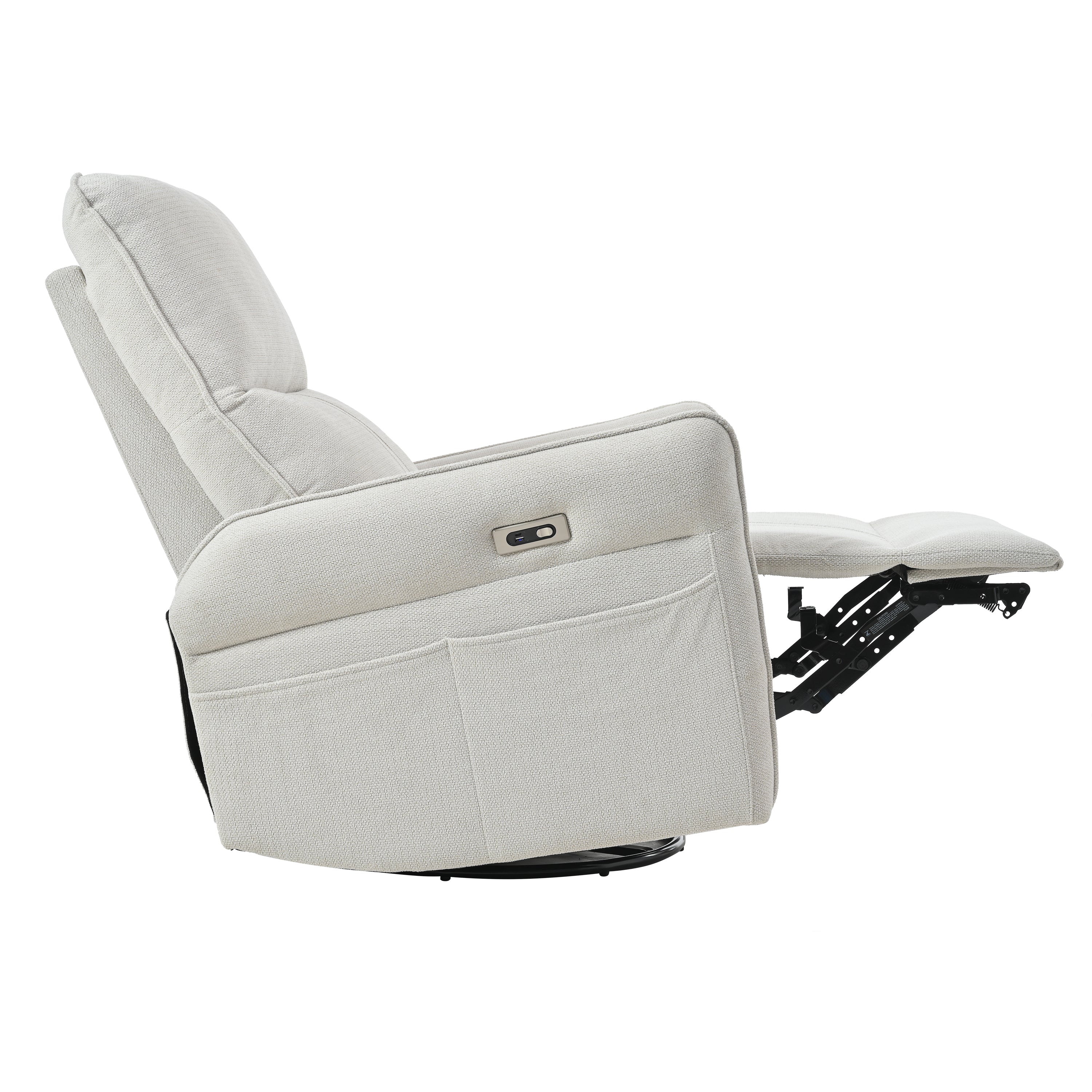 270° Power Swivel Rocker Recliner Chair for Adults, Swivel Rocking Recliner Chair,Electric Small Recliners for Small Spaces, Single Sofa Recliner for Living Room, Bedroom,RV (Fabric Gray+270°Swivel) - Grand Goldman Shop