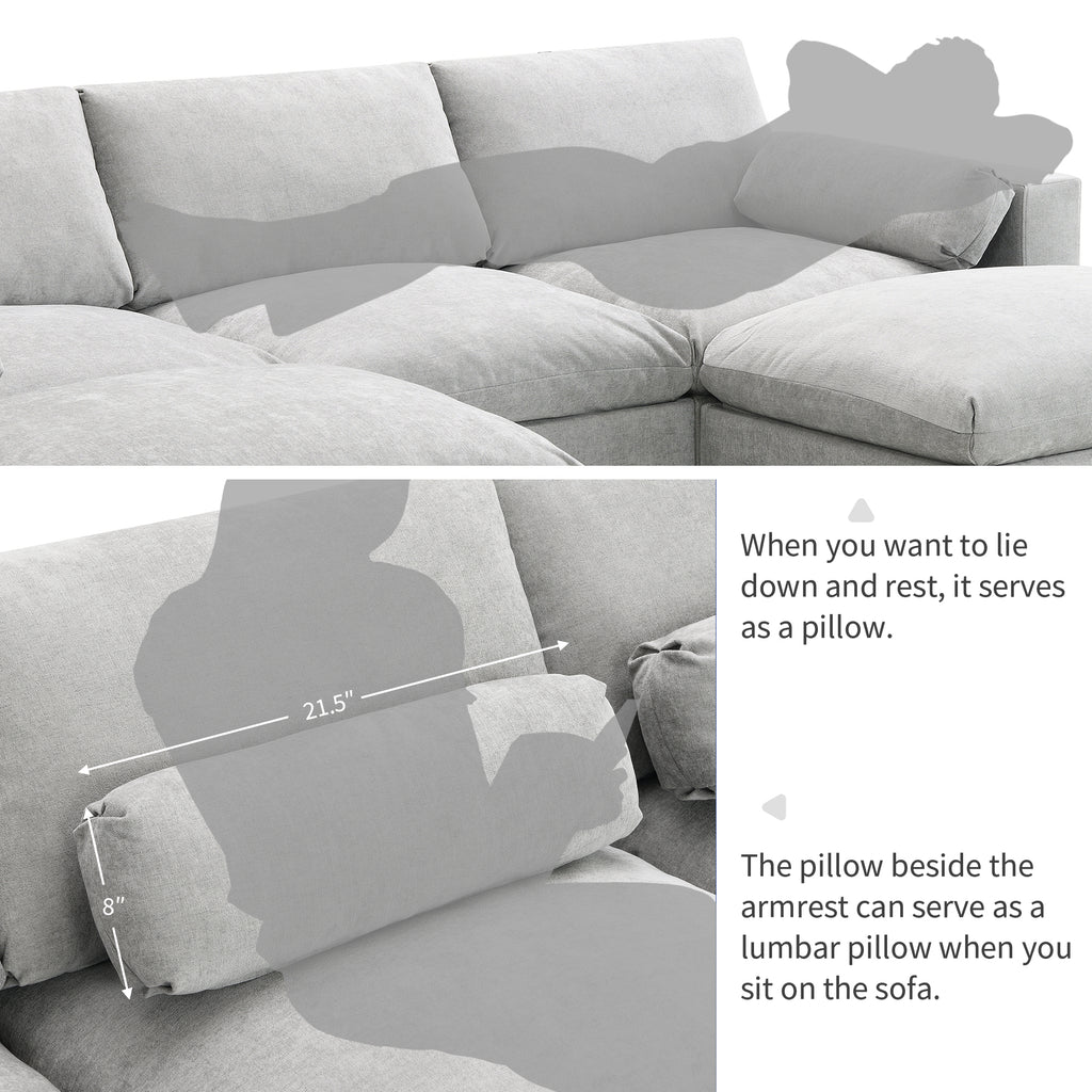 [VIDEO]86.5'' Chenille Modular Sectional Sofa with Storage Pockets, 5 Seat U Shaped Couch Set with Pillows,Free Combination,Modern Cloud Sofa with 2 Movable Ottoman for Living Room,Apartment,3 Colors - Grand Goldman Shop