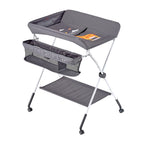 Foldable Baby Changing Diaper Station with Side Basket & Wheels Dark Gray | Premium Home Decor - Grand Goldman