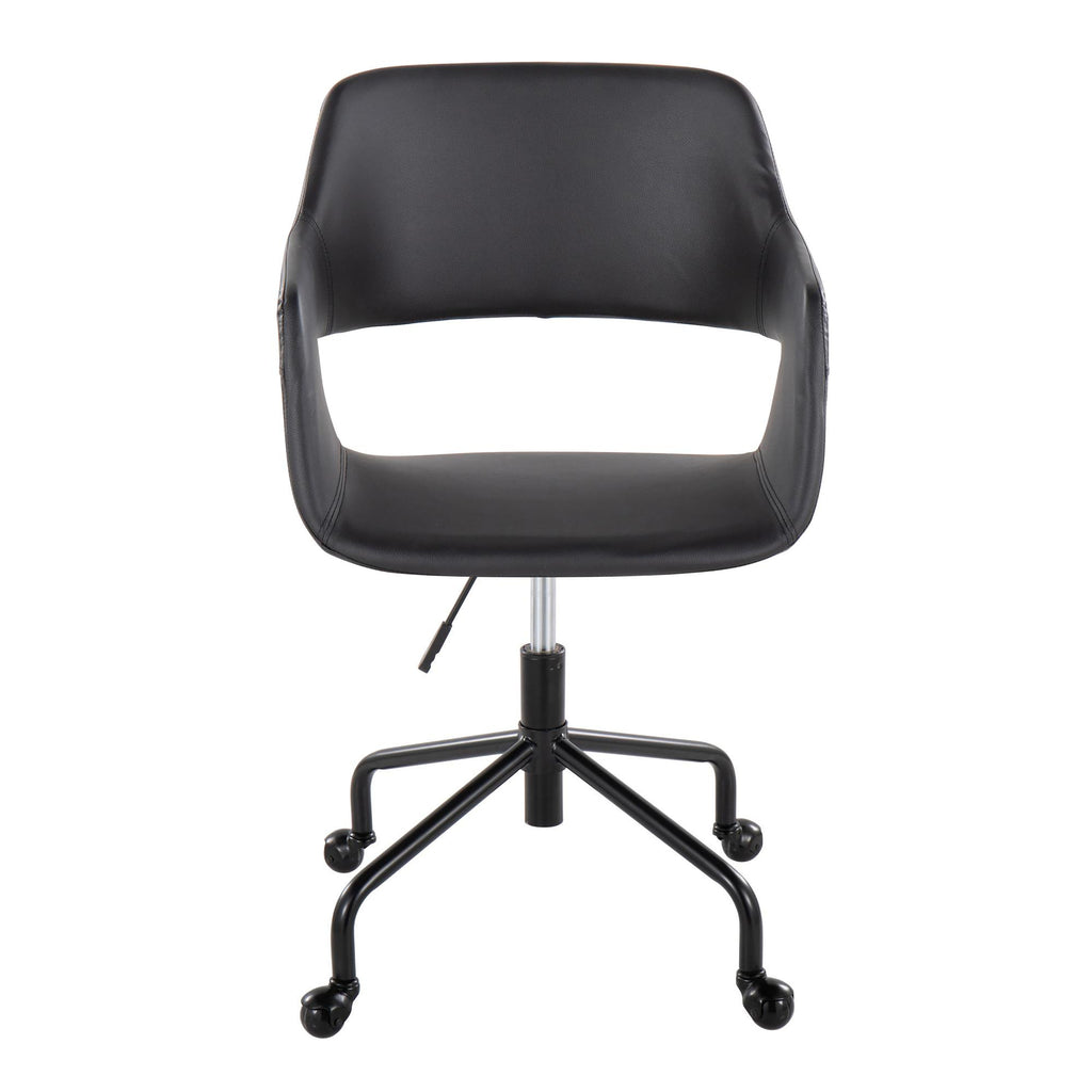 Contemporary Adjustable Office Chair in Black Metal and Black Faux Leather - Grand Goldman